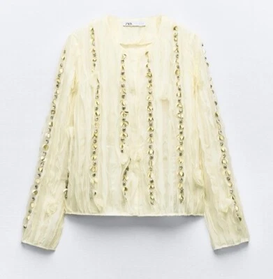 Cárdigan Zara para mujer con cuentas y volantes talla XL nuevo con etiquetas Foto 1 de 4