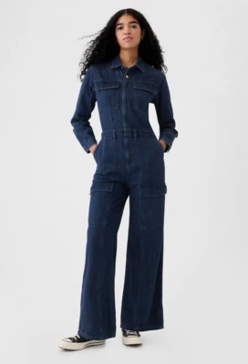 Mono cargo vaquero nuevo con etiquetas GAP $118, lavado oscuro, talla 6 Foto 1 de 4