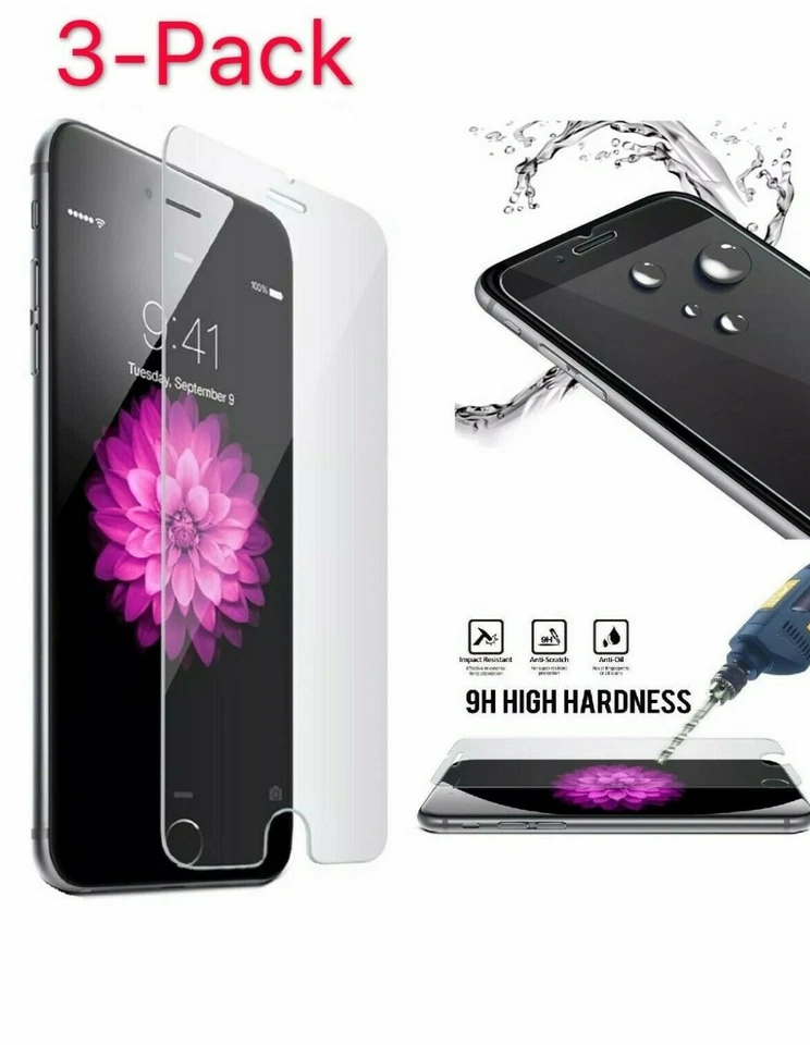 3X Premium Screen Protector Tempered Glass For iPhone SE 5 6 7 8  X Xs Max XR - Image 1 of 3
