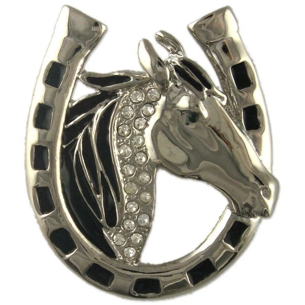 CRYSTAL RHODIUM PLATED HORSE SHOE BROOCH PENDANT MADE WITH SWAROVSKI ELEMENTS - Image 1 of 1