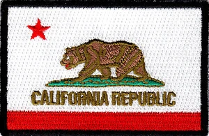 CALIFORNIA REPUBLIC FLAG BLACK BORDER 3" Iron On Patch California Republic - Picture 1 of 2