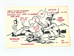 Vintage QSL Card Ham CB Amateur Radio Red Torino Les Spooler Vivian Tallman - Picture 1 of 2