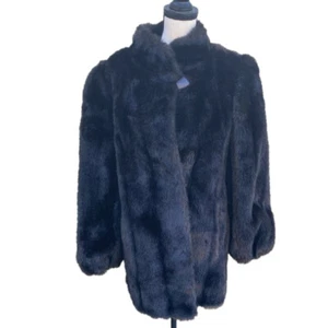 Jordache Womens Coat  size L Black Faux Fur Winter Pocket - Picture 1 of 7