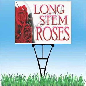 18"x24" LONG STEM ROSES Outdoor Yard Sign & Stake Sidewalk Lawn Florist Flowers - Picture 1 of 2