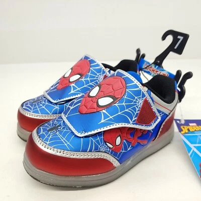 Spiderman Light Up Shoes Sneakers Toddler Boys Size 7 Blue/Red Marvel Super Hero - Image 1 of 4