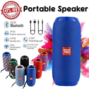 Portable Wireless Bluetooth Speaker Stereo Bass Loud Stereo Bass Speakers USB FM - Picture 1 of 11