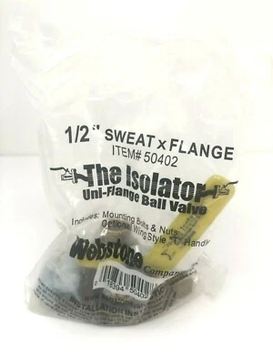 Válvula de bola con brida de latón de bajo plomo Webstone, 2 tubos SWT (50407HV) Foto 1 de 2