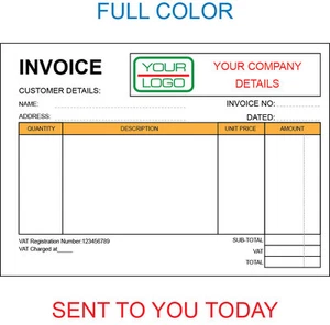 PERSONALISED DUPLICATE A5 INVOICE BOOK / PAD PRINT / NCR / RECEIPT/ ORDER - Picture 1 of 1