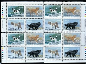 1988 Matching 4 Canada Inscription Blocks 1220a! Dogs Canada Kennel Club MNH $30 - Picture 1 of 2