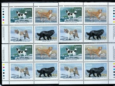 1988 Matching 4 Canada Inscription Blocks 1220a! Dogs Canada Kennel Club MNH $30 - Image 1 of 2