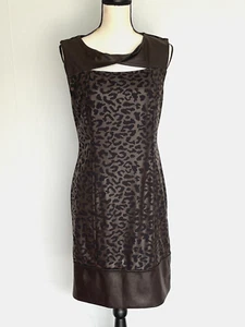 Alberto Makali Womens Size L Brown Faux Leather Camo Sleeveless Sheath Dress-NWT - Picture 1 of 14