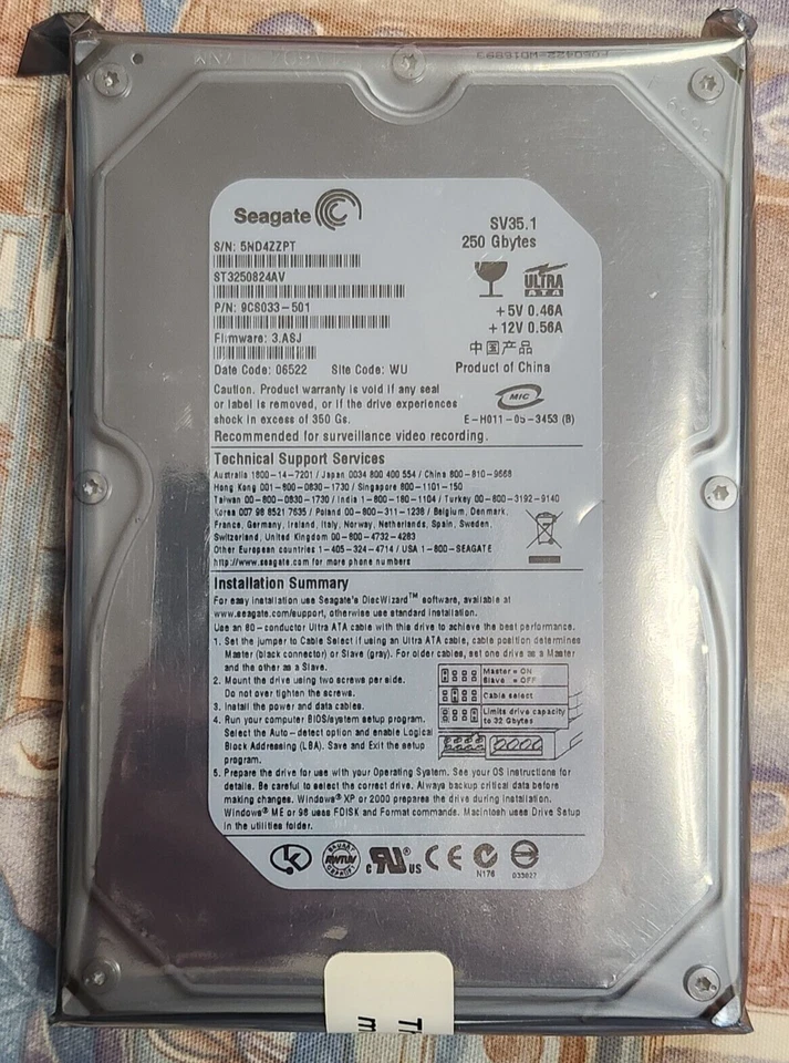 Seagate ST3250824AV 250GB SV35.1 7.2K RPM IDE PATA 3.5" Hard Disk Drive - NEW! - Image 1 of 1