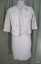 Cute Vintage 70's Koldin Skirt Top Jacket Outfit Beige Nubby Knit Bust 32 W 28