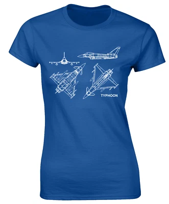 FRUIT OF THE LOOM / GILDAN TYPHOON SILHOUETTE LADIES T SHIRT RAF AIR FORCE USA FIGHTER JET PLANE COOL TOP