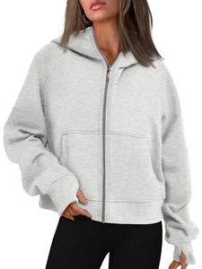 Womens Zip Up Hoodies Fleece Jackets Oversized Sweatshirts Fall Fashion Outfi... - Picture 1 of 6