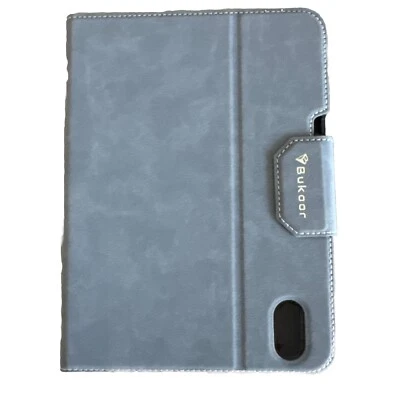 Apple iPad Mini Case BuKoor Gray Blue Suede Magnetic Cover w/ Pencil Holder - Image 1 of 4
