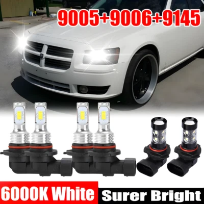6Pcs For Dodge Magnum 2005-2008 LED Headlight High/Low + Fog Light Combo Bulbs - Изображение 1 из 4