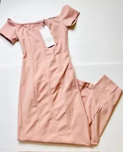 Abito Midi ZARA rosa pallido cucito in alto sulla spalla XS - 3067/203/687 NUOVO - Foto 1 di 1