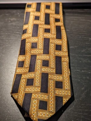 Corbata Fratelli 100% Hecha a Mano en Italia Dorada Negra Blanca Foto 1 de 4