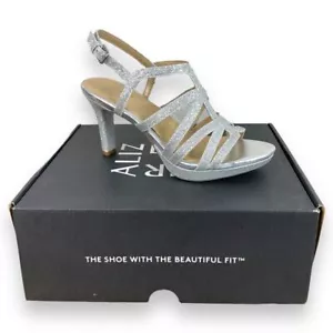 NEW Naturalizer Baylor High Heel Sandals Womens 5.5M Silver Glitter Open Toe - Picture 1 of 5