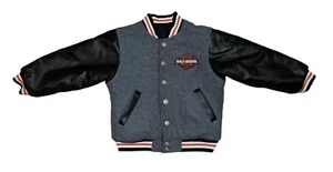 Harley Davidson Biker Kids Varsity Faux Leather Jacket Size 4T AS IS Read - Picture 1 of 11