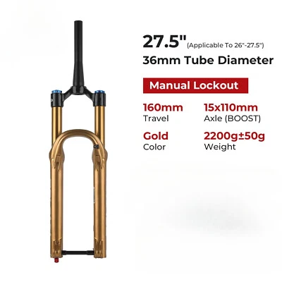 Horquilla neumática suspensión bicicleta MTB 160mm Travel Boost 36mm tubo 15*110mm 27.5er 29er  Foto 1 de 4
