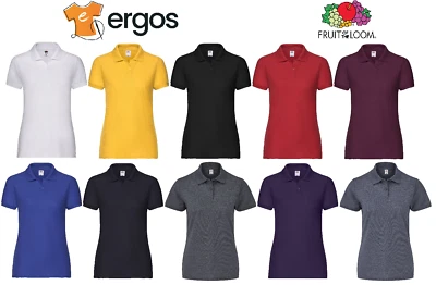 FRUIT OF THE LOOM Polo in Cotone Maglietta da Donna Manica Corta FR632120 - Immagine 1 di 4