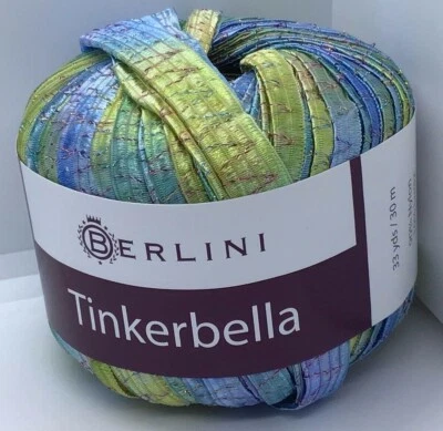 Hilo Cinta Ancha Tinkerbella Berlini #80 Paisaje Marino - Azul Verde Brillo Zig Zag Foto 1 de 4