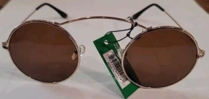 Fun Party Cool Round Brown Gold Glasses Costume Celebration Halloween Pop Star - Picture 1 of 5