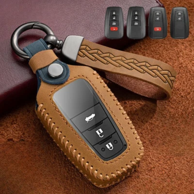 For Toyota Camry Corolla Prius RAV4 C-HR Genuine Leather TPU Car Key Case Cover Foto 1 de 4