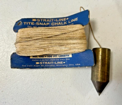 Vintage Irwin Ager Brass Plumb Bit 100 foot Chalk Line - Image 1 of 4