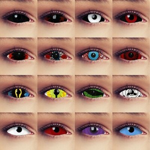 22mm Full sclera Kontaktlinsen in Rot weiß schwarz blau für Halloween Kostüm