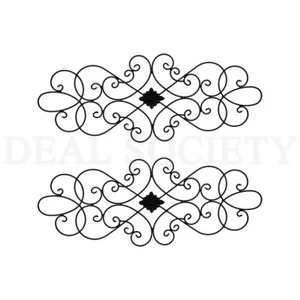 Wrought Iron Wall Art Decor for Living Room Bedroom Medallion 32" x 12" Lot of 2 - Picture 1 of 7