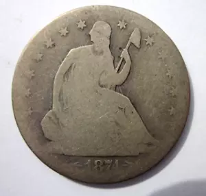 1874-S SEATED LIBERTY HALF DOLLAR 50c COIN SAN FRANCISCO MINT LG ARROWS SM WIDE - Picture 1 of 2