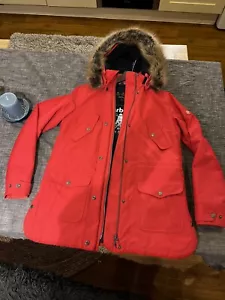 ladies red barbour jacket size 10 waterproof faux fur hood….. - Picture 1 of 13