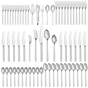 Silverware Set With Serving Utensils, 65 Piece Flatware for 12, 18/10 Cutlery... - Picture 1 of 8