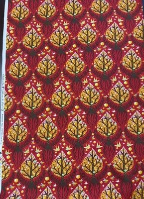FreeSpirit Tula Pink Tree Of Life Red Cotton Fabric BTY Retired RARE - Image 1 of 2
