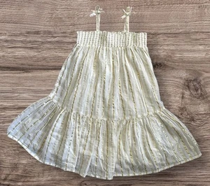 Tucker + Tate Sundress White And Metallic Gold Lined Boho Girl’s Size 7 NWOT - Picture 1 of 5