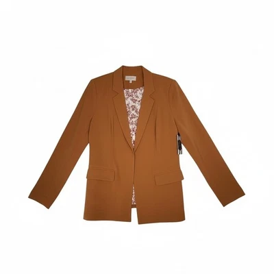 Skies Are Blue Tuscan Tan Blazer Womens Medium Lined Floral Inside casual Office - Image 1 of 3