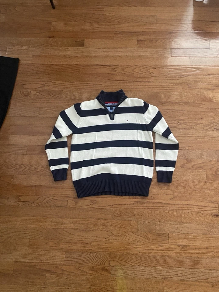Suéter Tommy Hilfiger Niños Grande 16 18 Rojo/Blanco/Azul Manga Larga Cremallera Pullover Foto 1 de 1