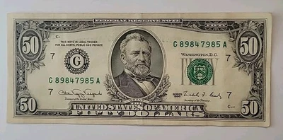 1990 Series (G) - Chicago $50 Fifty Dollar Bill Federal Reserve Note - Image 1 of 3
