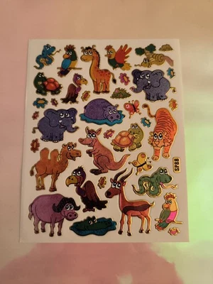 Sticker Aufkleber Glitzer Goldrand Wilde Tiere Kamel Tiger Schlange f. Sammlung - Bild 1 von 2