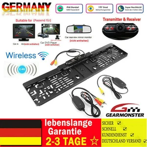 Funk 170° IR LED Rückfahrkamera kennzeichen kabellos Einparkhilfe Nummernschild - Bild 1 von 15