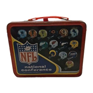 NFL Football Metal Lunch Box/ No Thermos NFC AFC Vtg National American 1976 - Picture 1 of 8