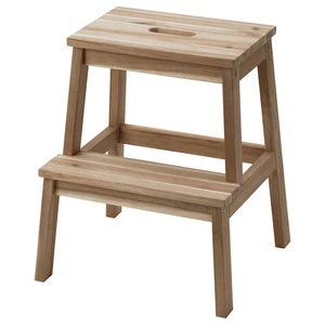 Wooden Step Stool Solid Acacia 50cm Durable Small Ladder Seat Kitchen Bedroom - Picture 1 of 3