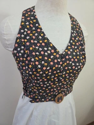 Vintage 60s MOD Butterfly flower Appliqué Cottagecore Maxi  Dress black floral - Image 1 of 4