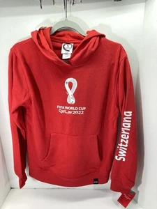 FIFA World Cup 2022 Hoodie Sweatshirt Men Medium Red Pullover Switzerland NWT - Picture 1 of 16