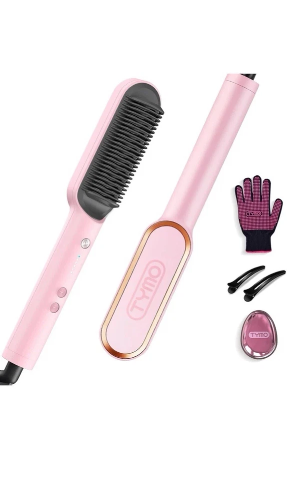 New in Open Box TYMO Ring Hair Straightening Comb in Pink - Free Shipping - Image 1 of 3