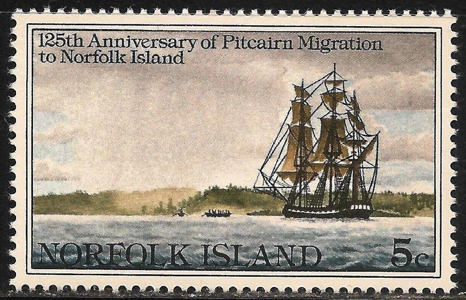 Norfolk Island #277 (A65) VF MNH - 1981 5c Departure from Pitcairn Island - Image 1 of 1