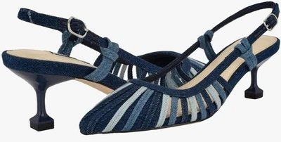 Nine West 女式 Whitt Pump 深蓝色牛仔布 400 码 6 全新 — 第 1/4 张图片